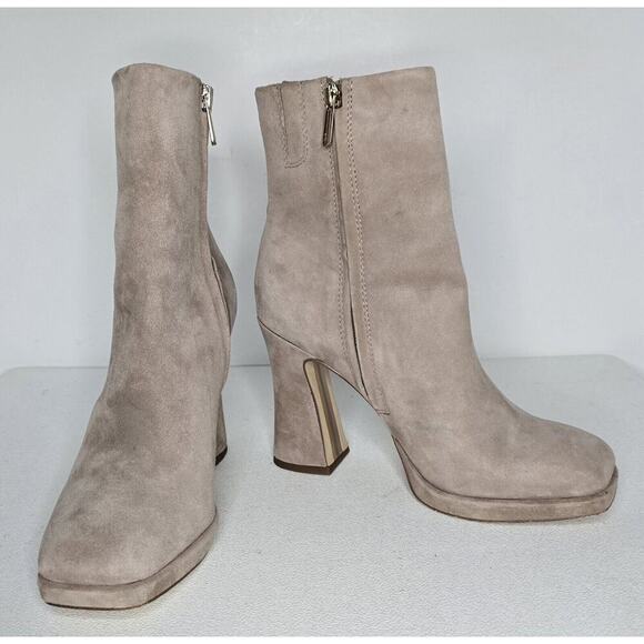 SAM EDELMAN JAYE PLATFORM ANKLE BOOTS HEELS TAUPE SUEDE WOMEN'S SZ 7. 5 B - Picture 1 of 11